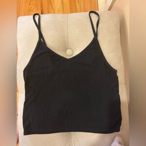 Hollister Black Ribbed Spaghetti-Strap Crop Top